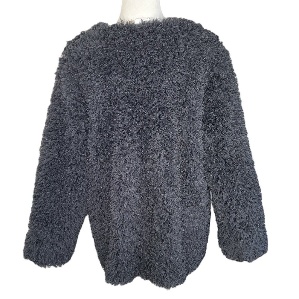 Bluivy COAT Winter Warm Faux Fur Black Shaggy Fluffy Holiday Gift Party - Picture 8 of 16